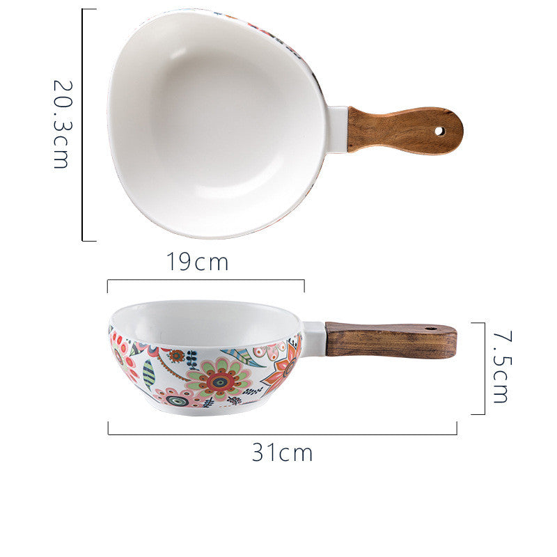 Nordic Matte Ceramic Bowl with Handle – Porcelain Fruit & Salad Bowl (2 sizes)