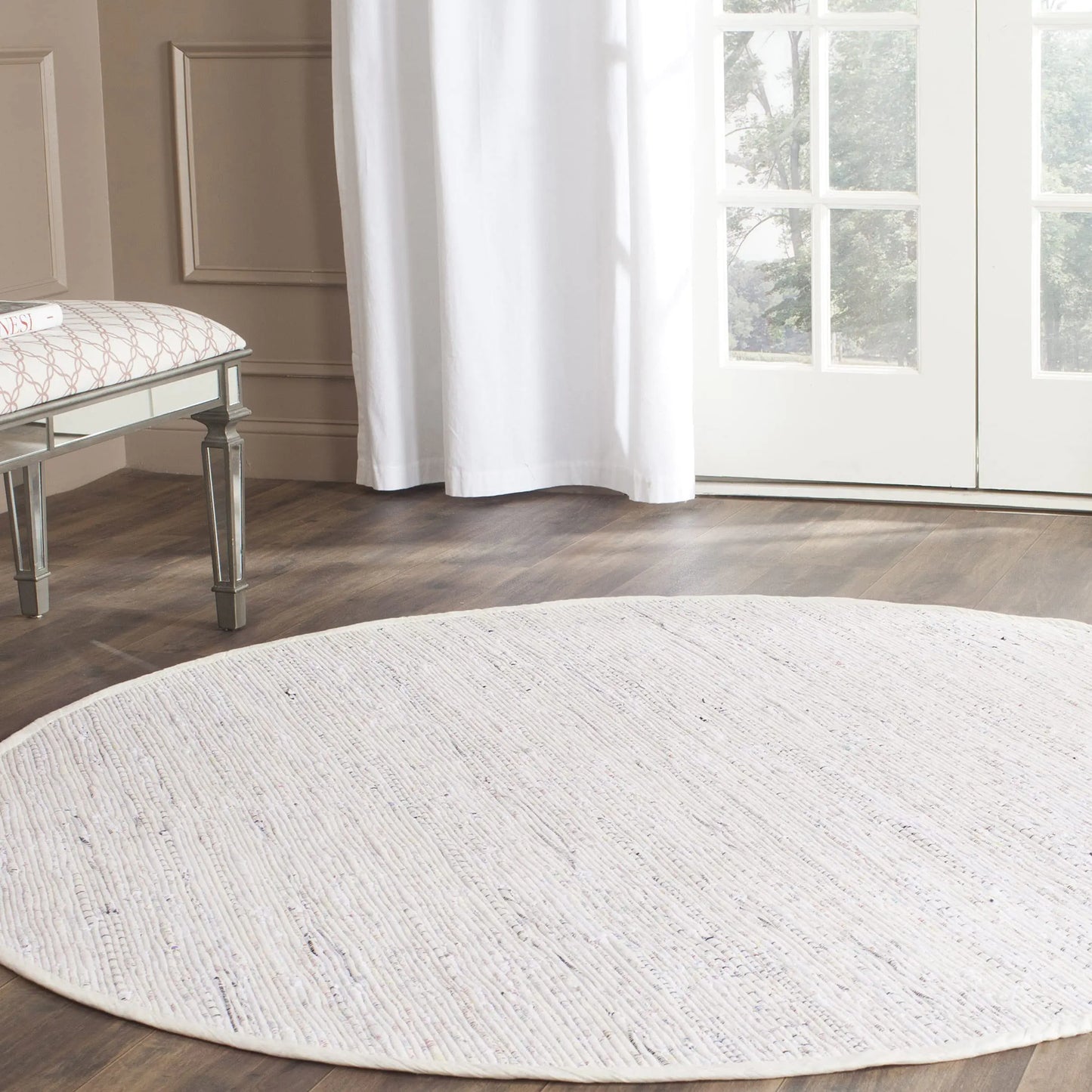 Rag Rug Ivory Handmade Boho Stripe Cotton