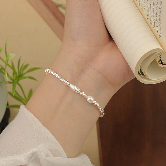Sterling Silver Fish & Pearl Bracelet | Light Luxury Design | Mother's Day Gift