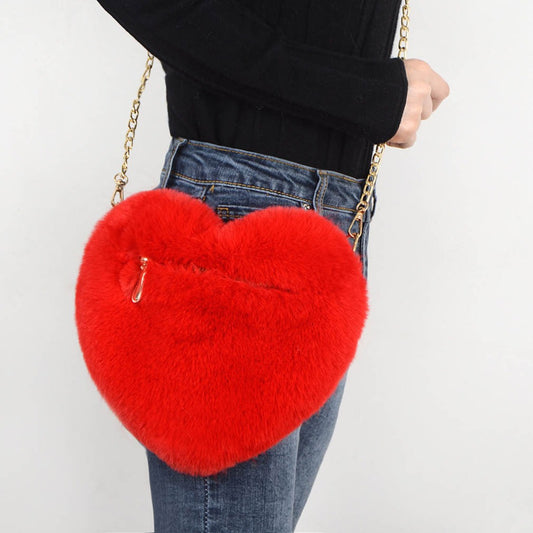 Love Bags Plush Chain Shoulder Bags for Valentine's Day Party Bag