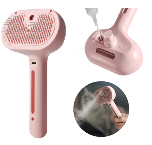 Pet Hair Spray Brush – 2-in-1 Grooming Brush with Water Sprayer