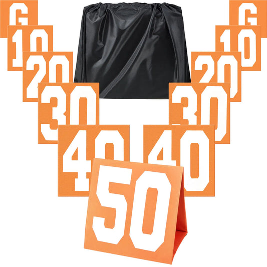 Football Yard Line Markers - Set of 11 Weighted Field Markers with Bag