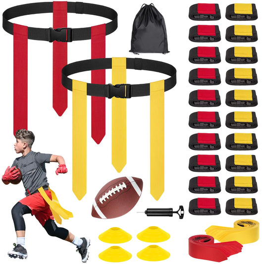 Flag Football Set for 20 Players - Complete Kit with Football, Pump & Bag