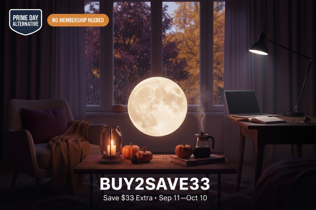 Levitating moon lamp - Wabi-Sabi zen bedroom night ambiance