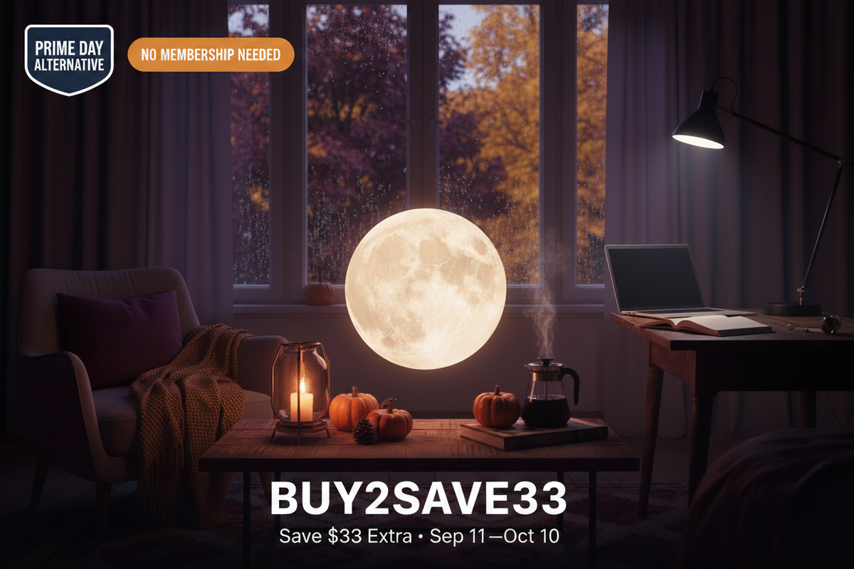 Cozy Fall Home Lighting - Moon Lamp Candle Lamp and Portable Coffee Maker - BUY2SAVE33 Prime Day Alternative at ifuli.com
