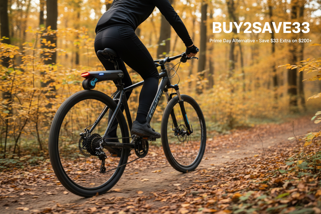Electric bike booster kit on mountain bike with BUY2SAVE33 sale