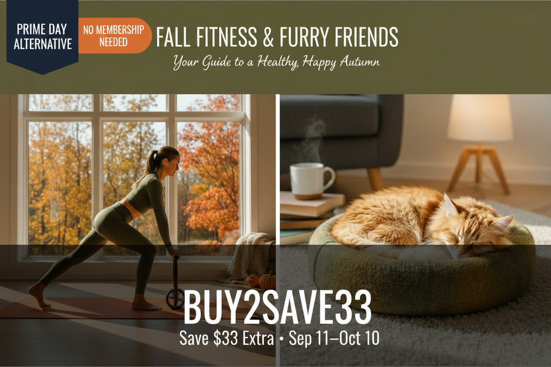 Fall Fitness and Pet Lifestyle - Ab Roller Wheel Workout and Cat in Felt Nest - BUY2SAVE33 at ifuli.com
