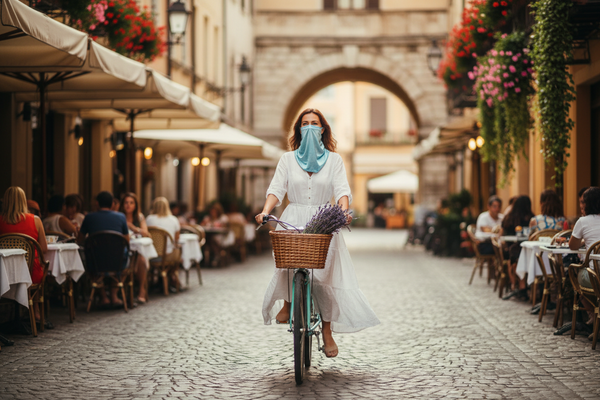 Crystal blue vintage bicycle European street