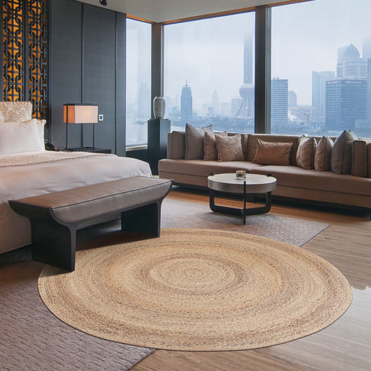 Natural Jute Area Rug — Hand-Woven Round Carpet for Living Room, Bedroom & Office