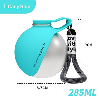 Portable Dog Water Bottle with Bowl | Stainless Steel Travel Pet Water Cup