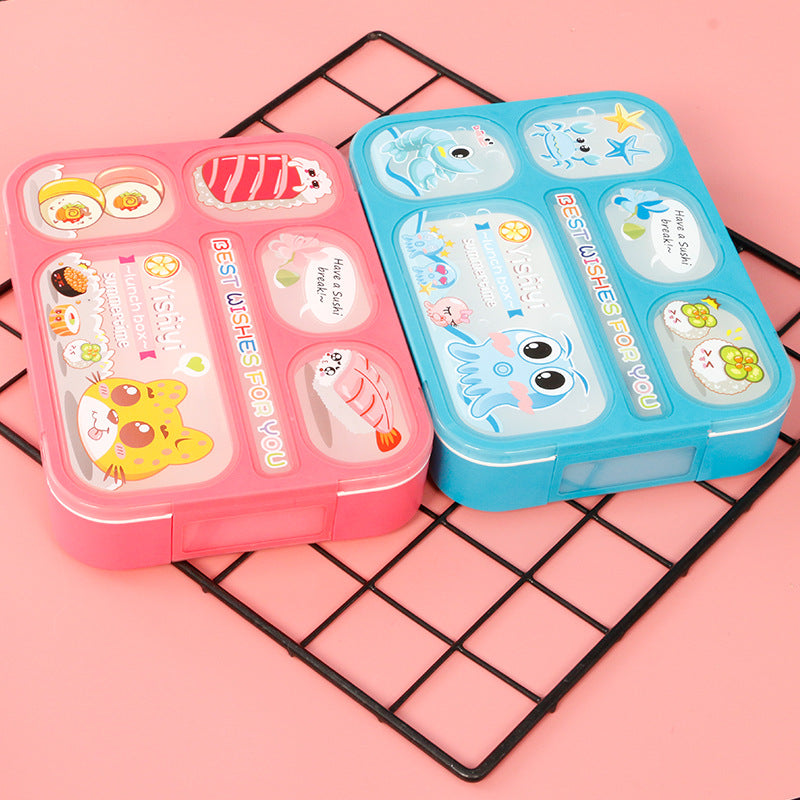 Bento Lunch Box with Utensils – 5-Compartment Microwave Safe