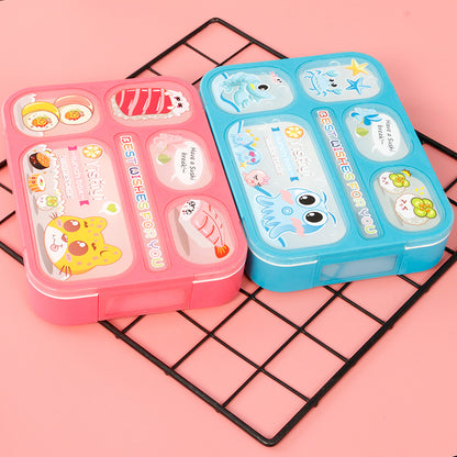 Bento Lunch Box with Utensils – 5-Compartment Microwave Safe