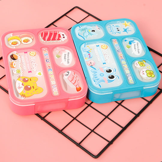 Bento Lunch Box with Utensils – 5-Compartment Microwave Safe