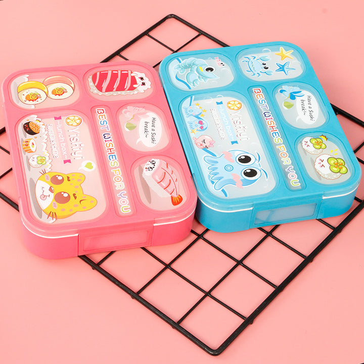 Bento Lunch Box with Utensils – 5-Compartment Microwave Safe