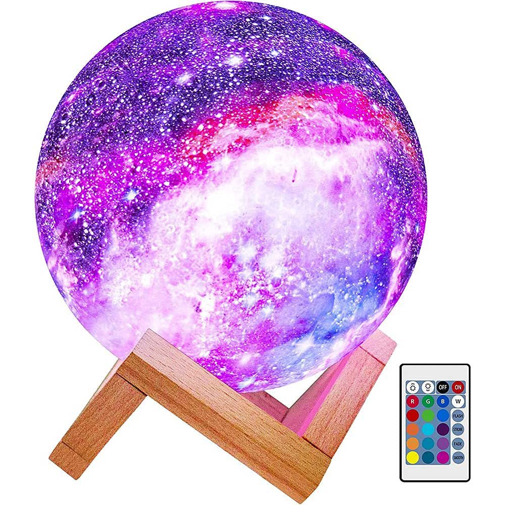 16-Color 3D LED Moon Light with Stand - Night Light