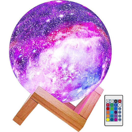 16-Color 3D LED Moon Light with Stand - Night Light