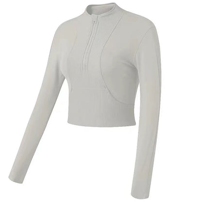 Slim Fit Half-Zip Yoga Jacket for Women – 80% Nylon, Sizes S-XL