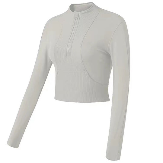 Slim Fit Half-Zip Yoga Jacket for Women – 80% Nylon, Sizes S-XL