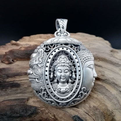 Pure Silver S999 Buddha Pendant for Men | Sterling Silver Spiritual Necklace
