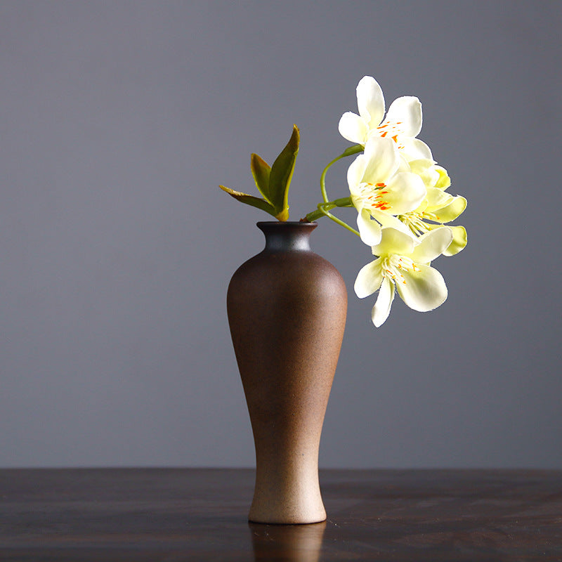 Vintage Ceramic Zen Flower Vase – Minimalist Wabi-Sabi Home Decor