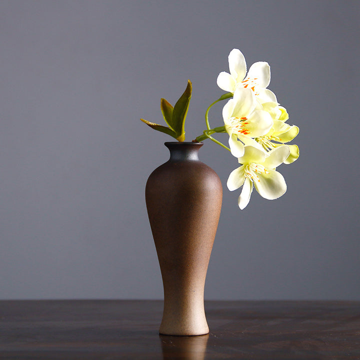 Vintage Ceramic Zen Flower Vase – Minimalist Wabi-Sabi Home Decor
