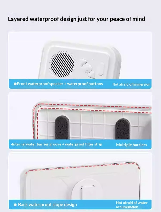 Waterproof Shower Phone Holder with Bluetooth Speaker | 360° Rotation Touch Screen
