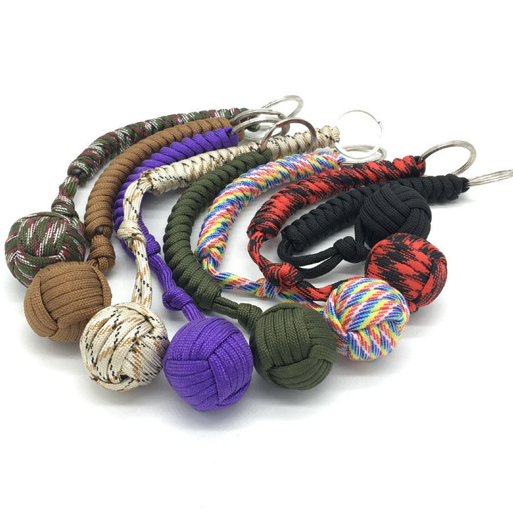 Outdoor Self-Defense Paracord Keychain – Steel Ball EDC Survival Tool