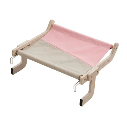 Cat Window Hammock Bed – Wooden Perch, Thickened, Suction Mount for Medium Cats