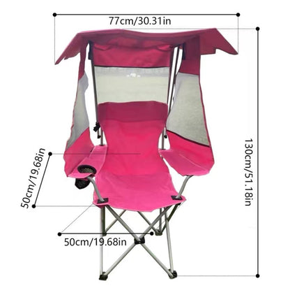 Folding Camping Chair with Shade Canopy, Cup Holder & Side Pocket – 330 LBS Capacity