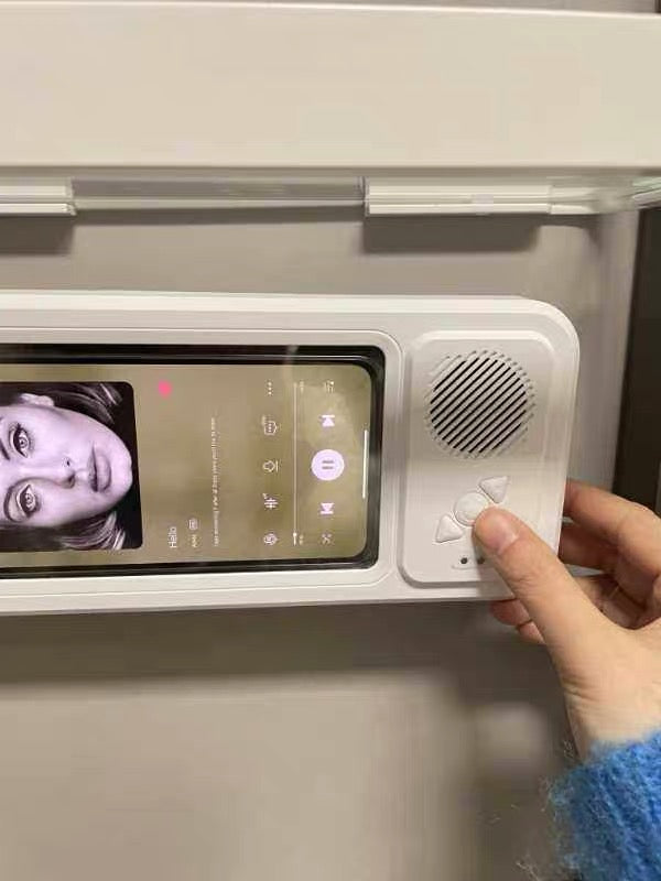 Waterproof Shower Phone Holder with Bluetooth Speaker | 360° Rotation Touch Screen