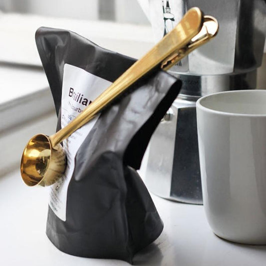 Stainless Steel Coffee Scoop Clip Measuring Spoon & Bag Sealer