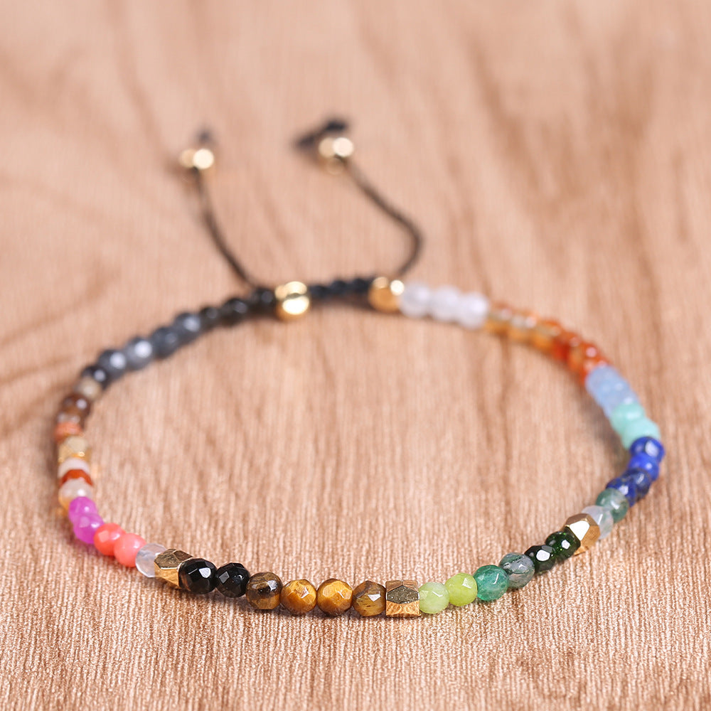 Seven Chakra Agate Stone Bracelet – Unisex Ethnic Style
