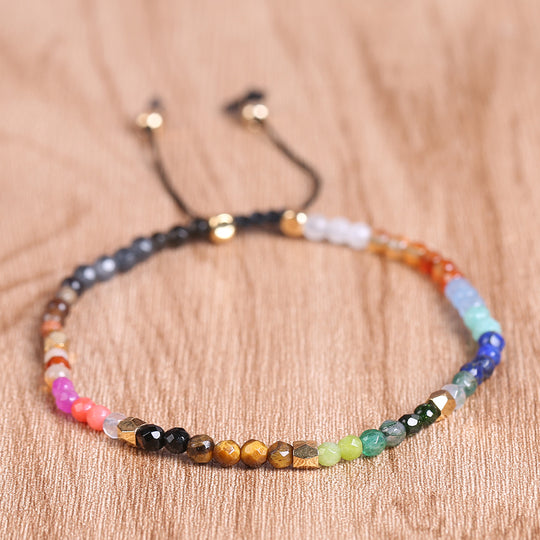 Seven Chakra Agate Stone Bracelet – Unisex Ethnic Style