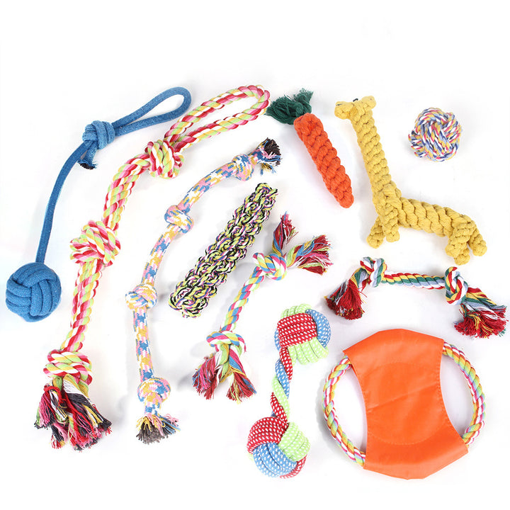 Dog Cotton Rope Knot Set – Bite-Resistant Dental Chew Toys (8 Styles)