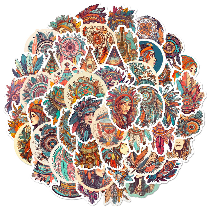 50 PCS Boho Wind Stickers for DIY Art Projects