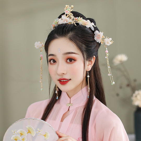 Traditional Hanfu Hair Accessories Set — Tassel Hairpins with Dragon & Phoenix Motifs