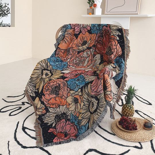 Bohemian Picnic Blanket & Outdoor Mat | Cotton Plant Pattern