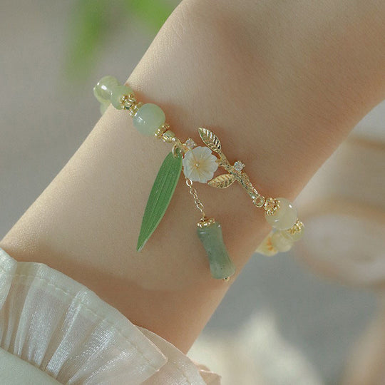 Traditional Chinese Bamboo Bracelet – Southern Jade & Hetian Jade Beads