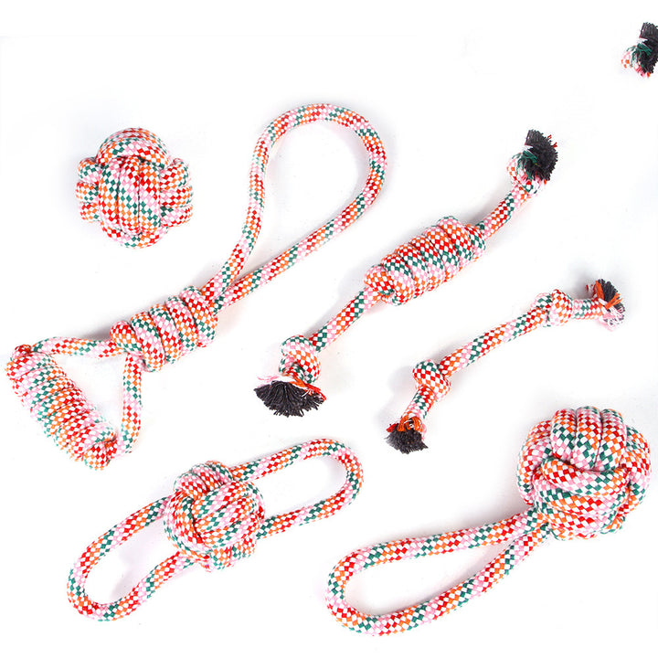 Dog Cotton Rope Knot Set – Bite-Resistant Dental Chew Toys (8 Styles)