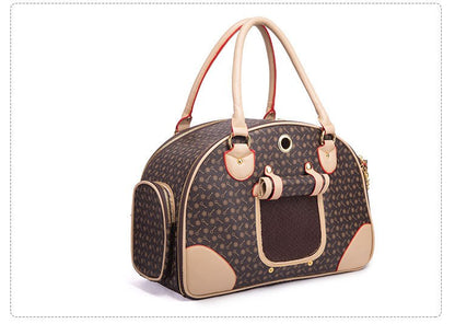Premium PU Leather Pet Carrier Bag – Stylish Travel Bag for Cats & Dogs