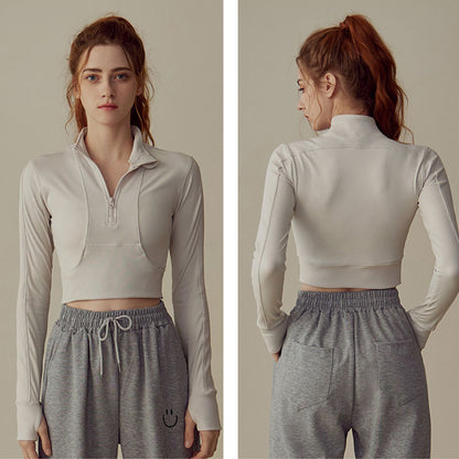 Slim Fit Half-Zip Yoga Jacket for Women – 80% Nylon, Sizes S-XL