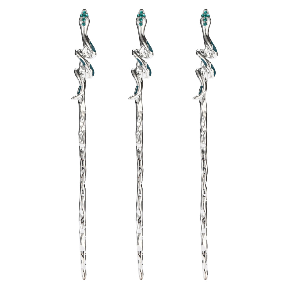 Snake Hair Sticks for Buns – Set of 3 | Silver Hair Chopsticks for Long Hair