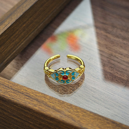 Retro Enamel Ring for Women – Lotus, Cloud & Butterfly | Gift for Mom