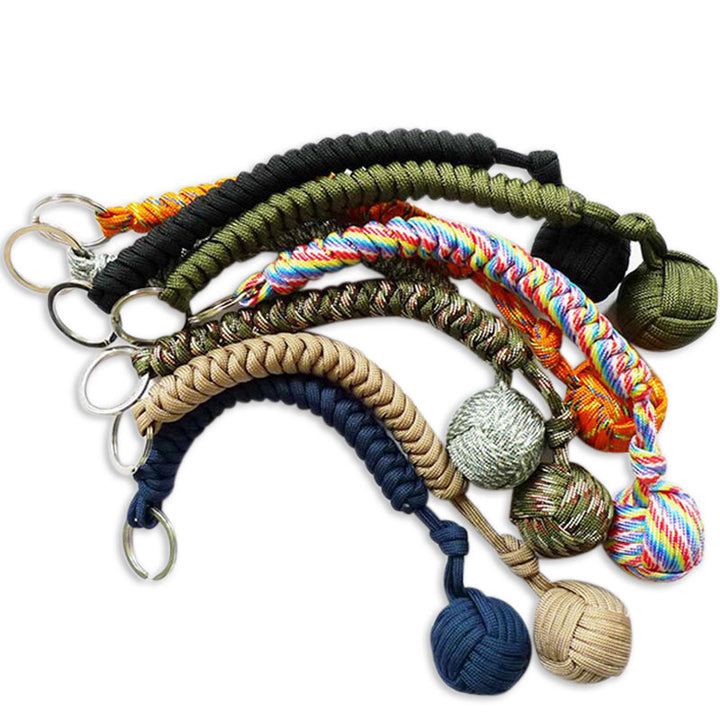 Outdoor Self-Defense Paracord Keychain – Steel Ball EDC Survival Tool