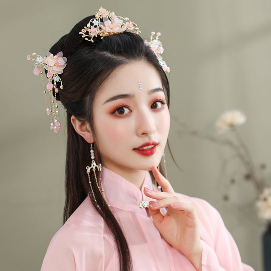 Traditional Hanfu Hair Accessories Set — Tassel Hairpins with Dragon & Phoenix Motifs