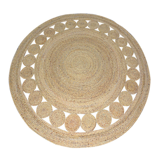 Natural Jute Area Rug — Hand-Woven Round Carpet for Living Room, Bedroom & Office