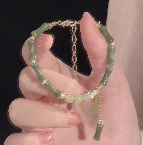 Traditional Chinese Bamboo Bracelet – Southern Jade & Hetian Jade Beads