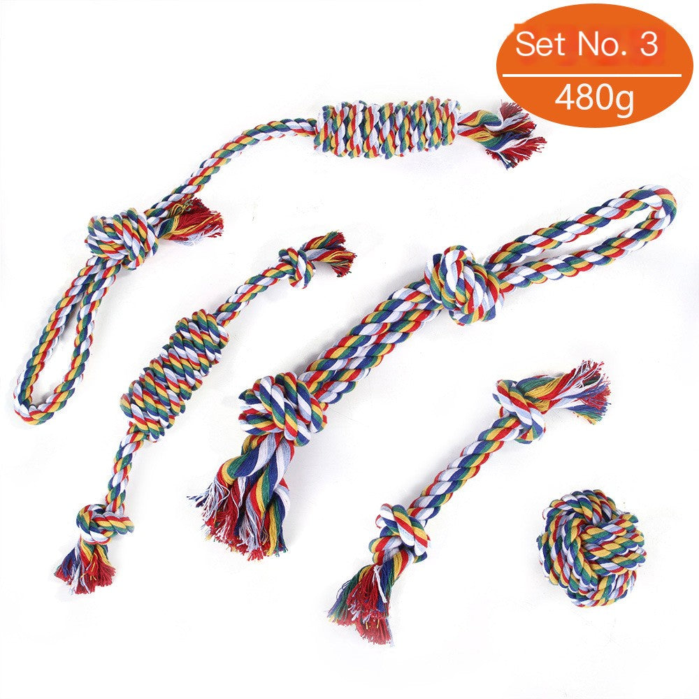 Dog Cotton Rope Knot Set – Bite-Resistant Dental Chew Toys (8 Styles)