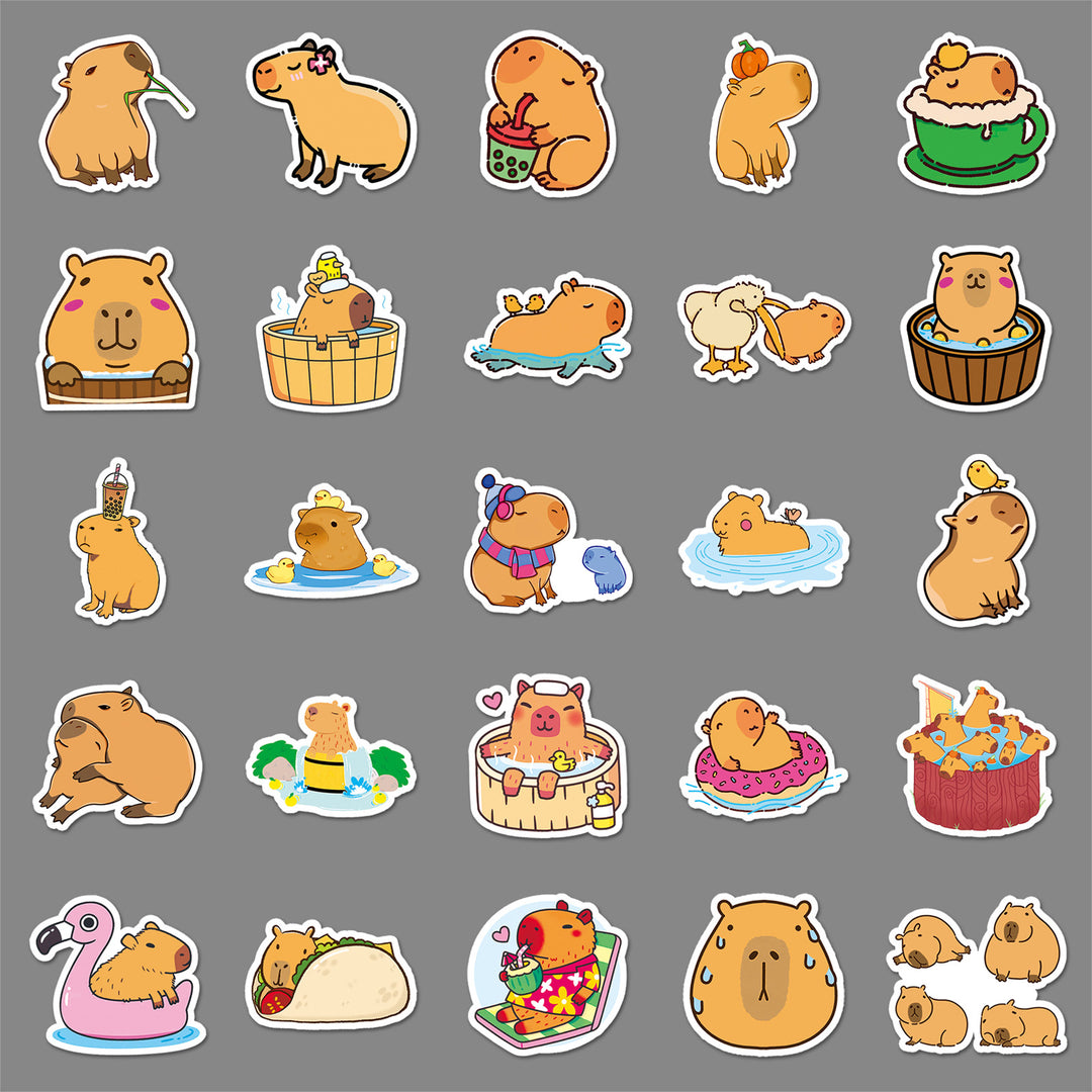 Cute Capybara Stickers 50 Pcs | Waterproof Vinyl Decals for DIY
