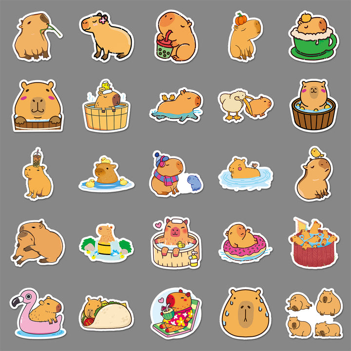 Cute Capybara Stickers 50 Pcs | Waterproof Vinyl Decals for DIY